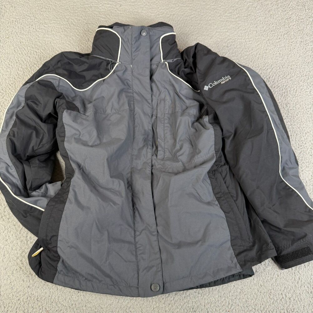 COLUMBIA Ski Jacket Women M Gray Black 3 in 1 Removable Liner Interchange Core